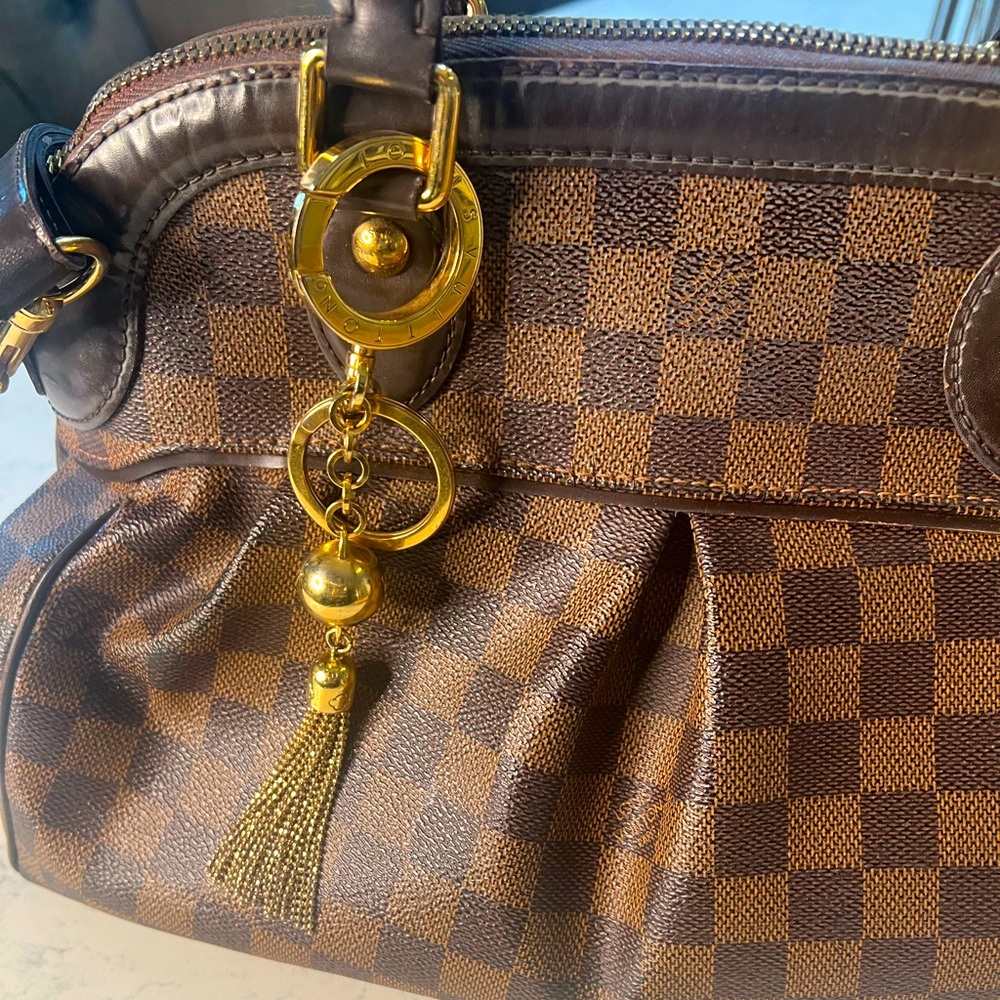 Louis Vuitton Damier Ebene Travi PM Handbag with LV Bag Charm